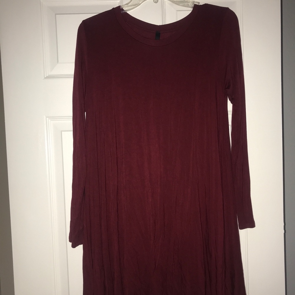 Comfy Maroon Long Sleeve Dress